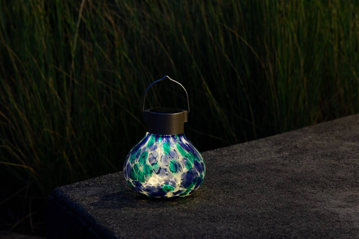 Solar Tea Lanterns 5" Handblown Glass - Tidal Blue