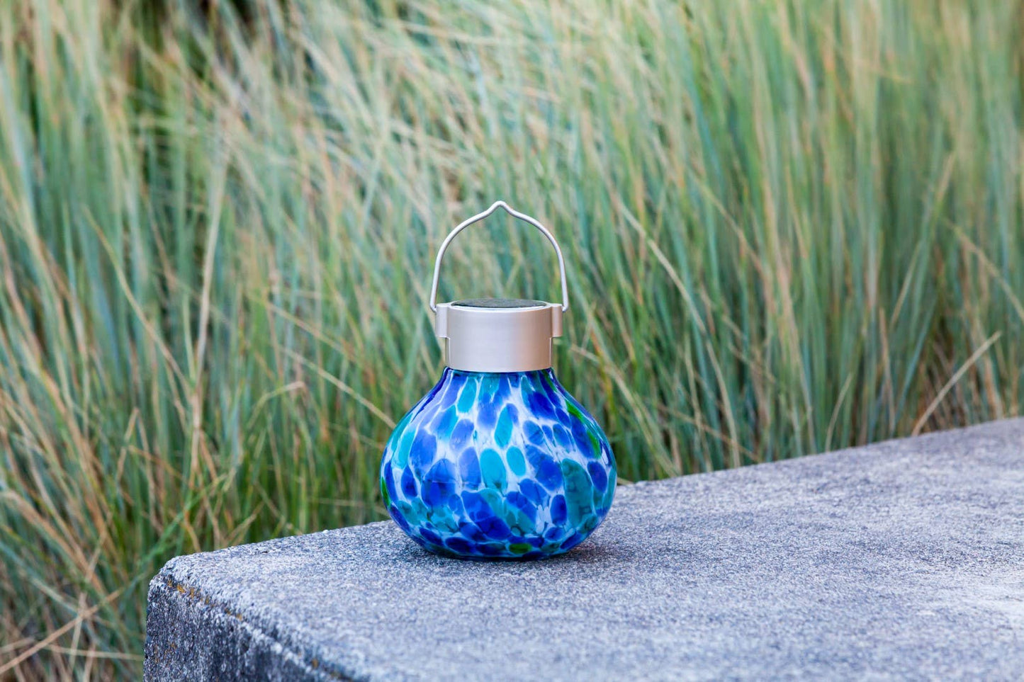 Solar Tea Lanterns 5" Handblown Glass - Tidal Blue