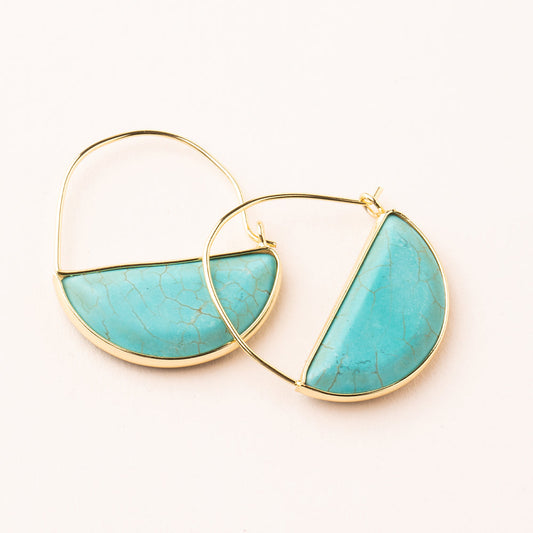 Stone Prism Hoop Earring - Turquoise/Gold