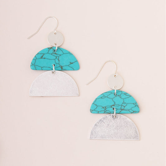 Stone Half Moon Earring - Turquoise/Silver