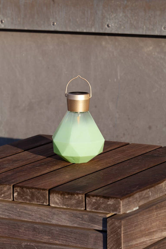 Gem Light - 6.75" Glass Outdoor Solar Lantern - Jade