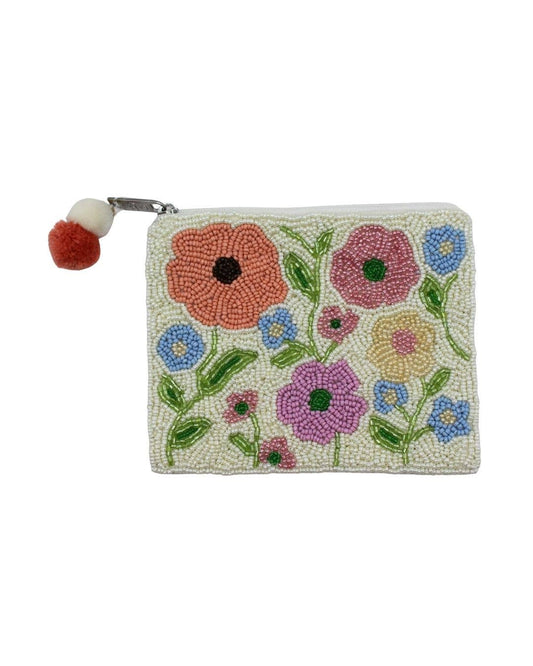 Floral Beaded Coin Pouch