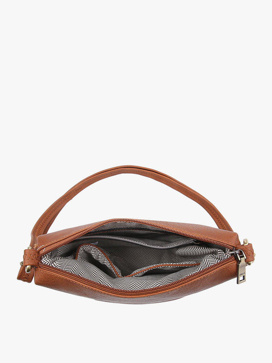Crossbody with Tassel Zippers -Brown