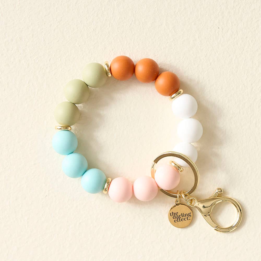 Hands-Free Silicone Bead Keychain Wristlet-Happy Place