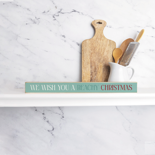 We Wish You A Beachy Christmas Skinny Wooden Sign