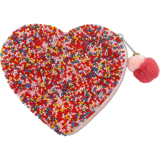 Sprinkles Heart Beaded Coin Pouch