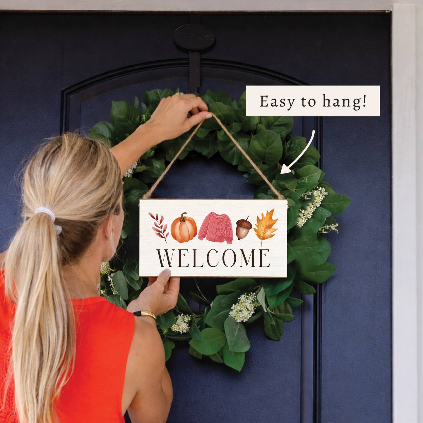 Fall Icons Welcome Twine Sign | Fall Decor | Door Sign
