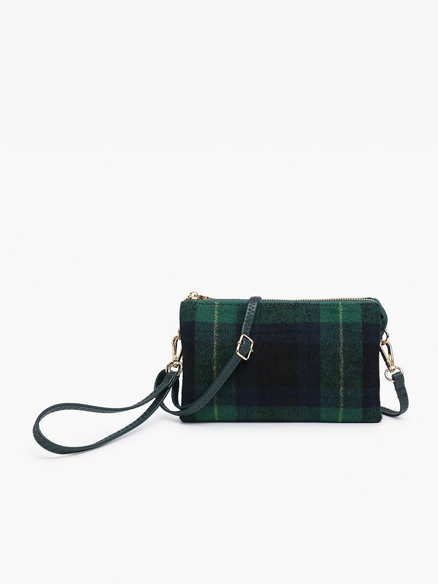 Riley Plaid 3 Compartment Crossbody/Wristlet | M013-PLD