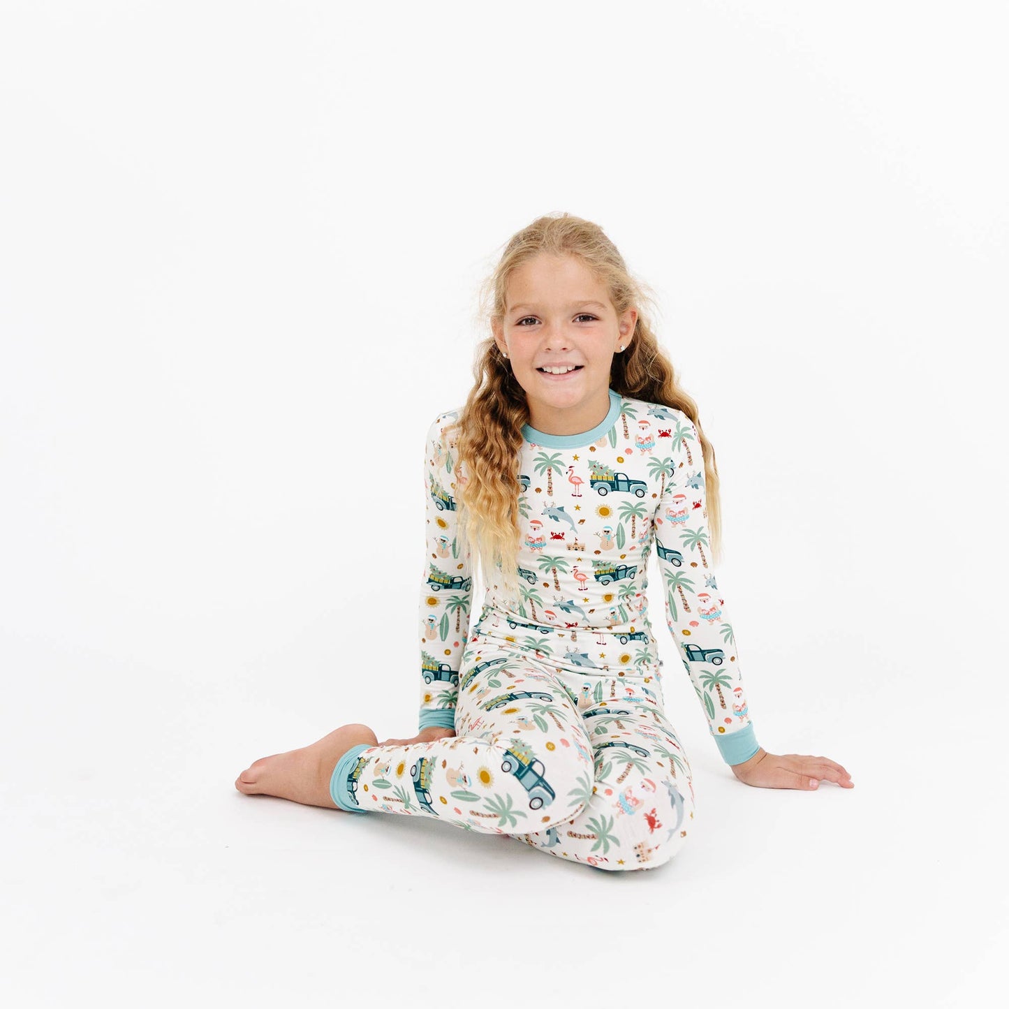 Coastal Christmas Holiday Bamboo Kids Pajamas Sleep Set