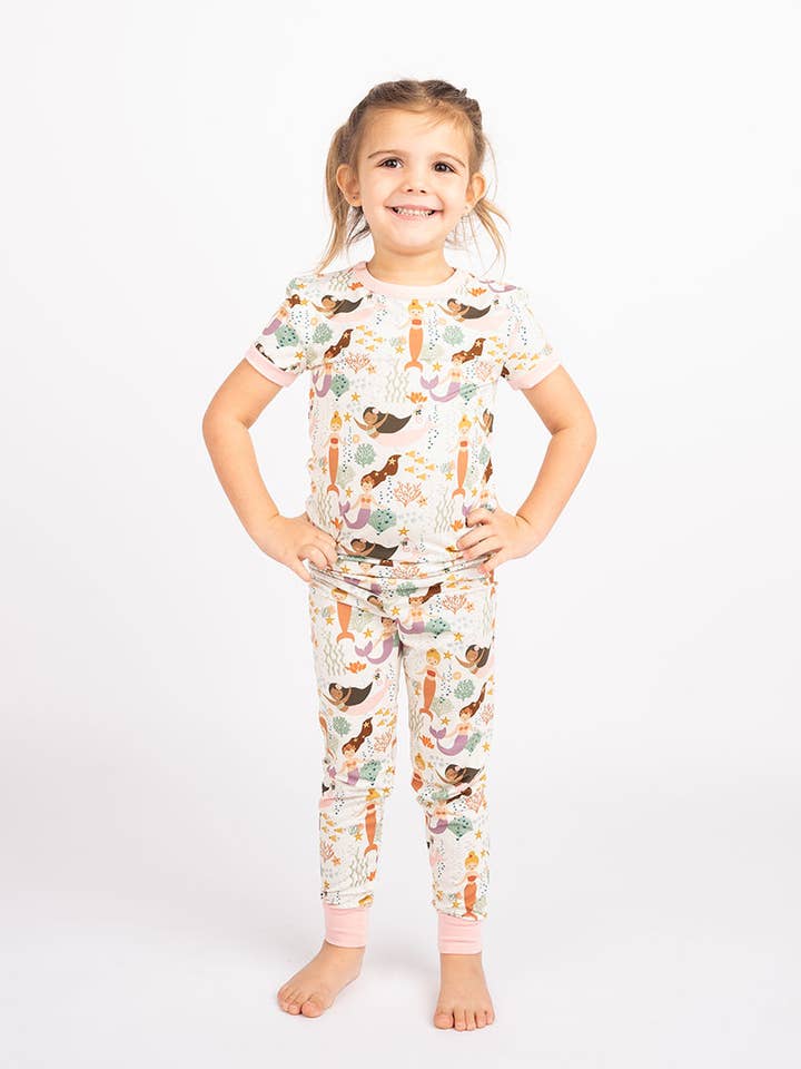 Making Waves Mermaids Bamboo Kids Pajamas Toddler Sleep Set