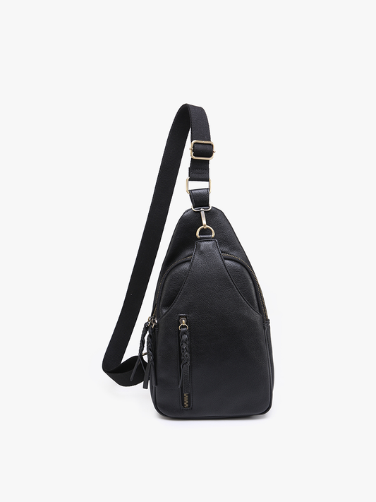 Dual Compartment Crossbody Sling Bag - Black