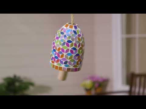 Multi-Color Spring Flowers Mosaic Glass Bell Chime