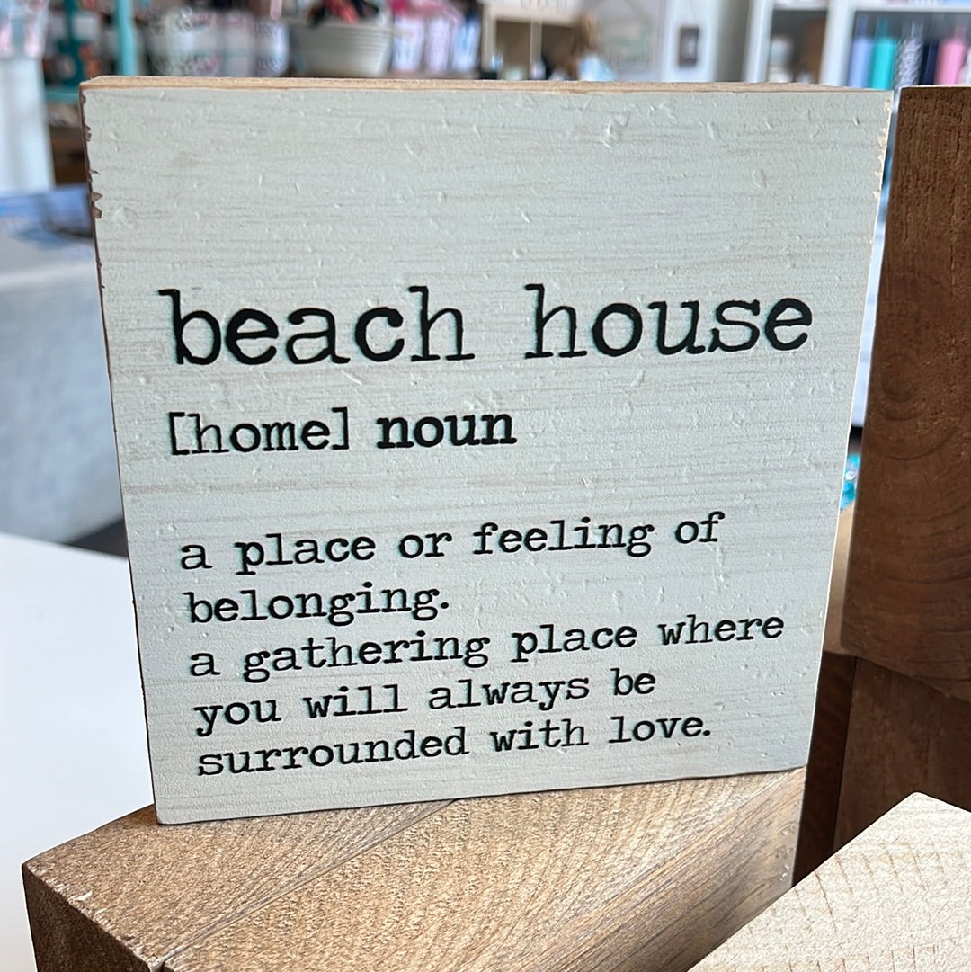 Beach House Definition Decorative Wooden Block