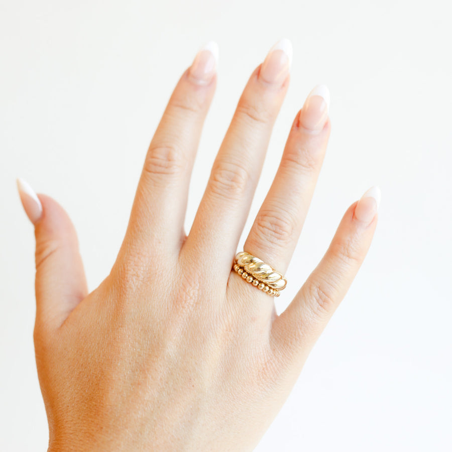 Ella 2.5MM Beaded Band in Gold