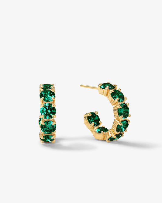 "Oh SHE Fancy" .75" Hoops Earrings Emerald Gold
