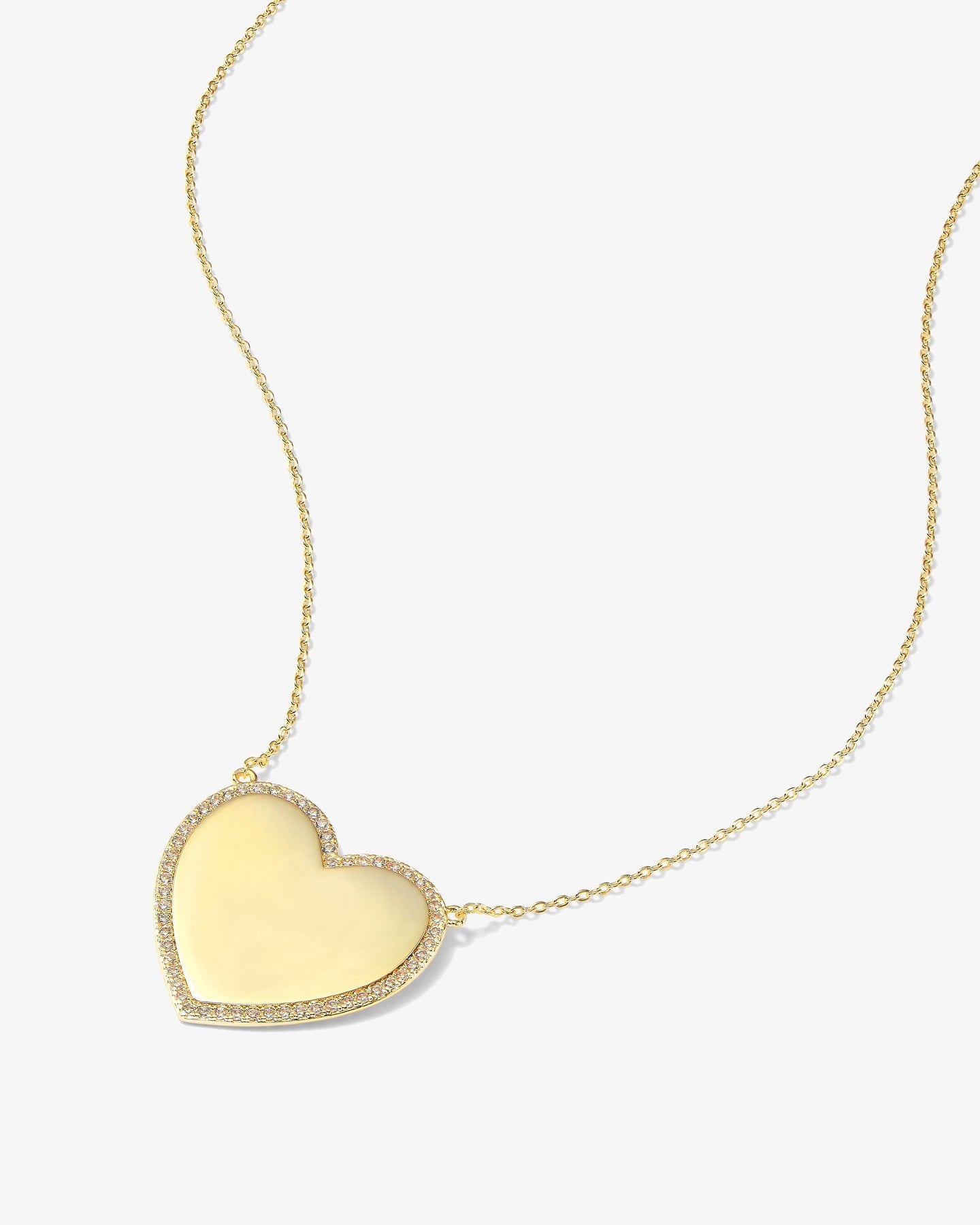 XL You Have My Heart Pave Necklace 18" Gold