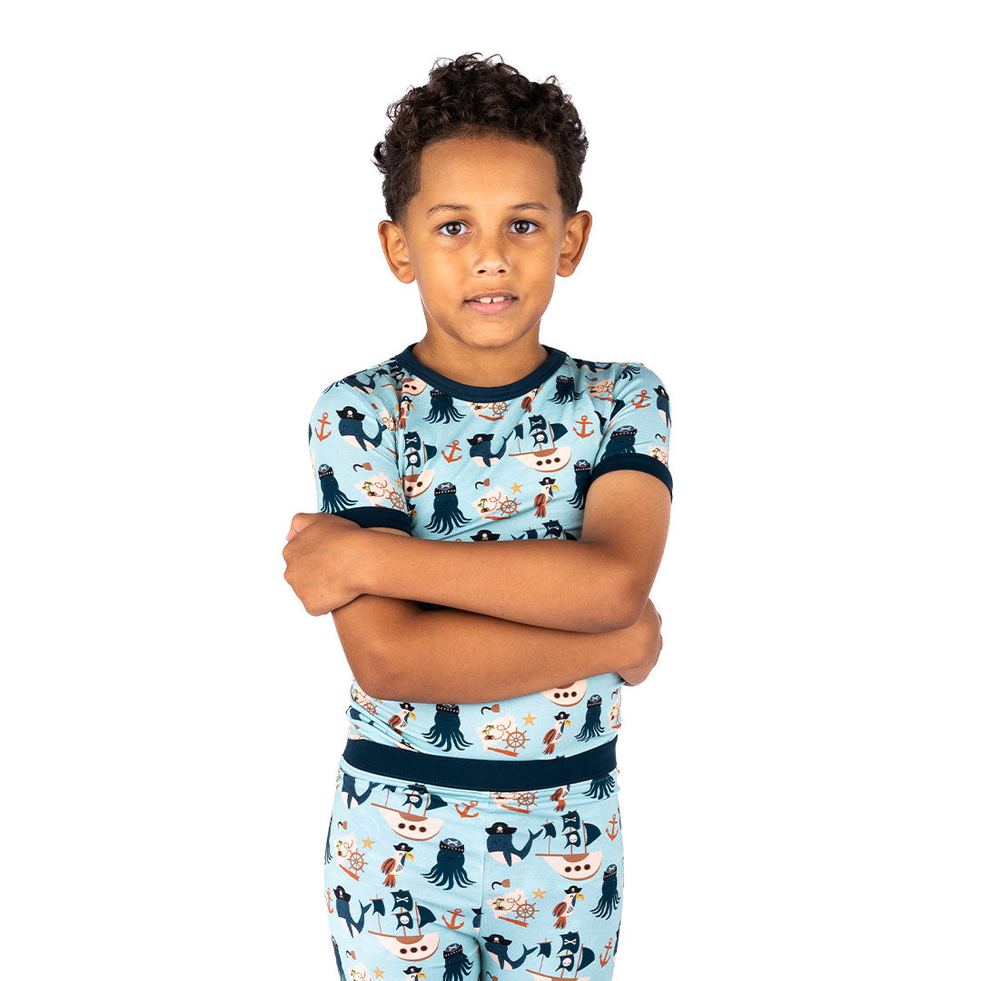 Pirate's Life Bamboo Short Sleeve Kids Pajama Pants Set