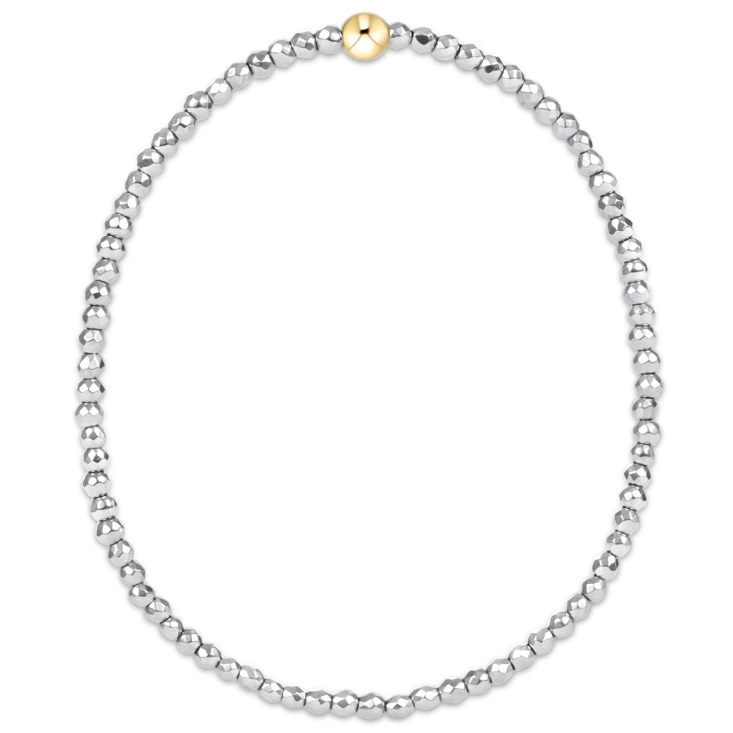 Silver Faceted Hematite - 2mm Bead Bracelet