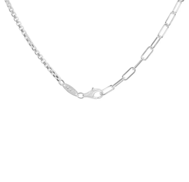 Oval & Rounded Box Split Chain Silver