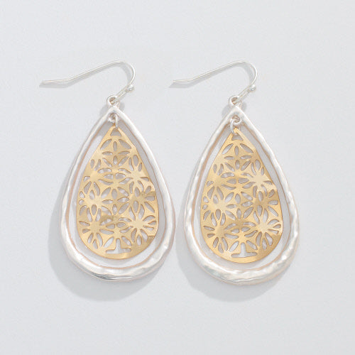 Two Tone Cut Out Layered Earrings