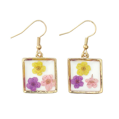 Framed Pastel Flowers Earrings