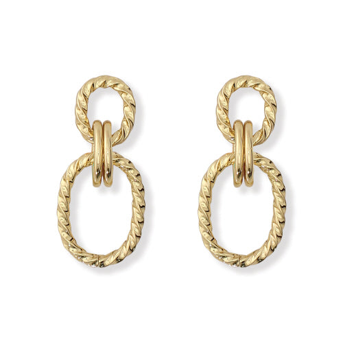 Gold Twisted Drop Earrings