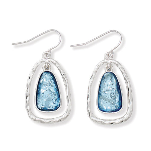 Denim Blue with Hammered Silver Earrings
