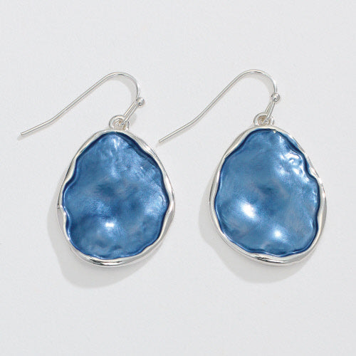 Blue Enamel Rounds Earrings