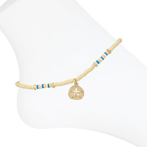 Sand Dollar with Neutral Beads Anklet