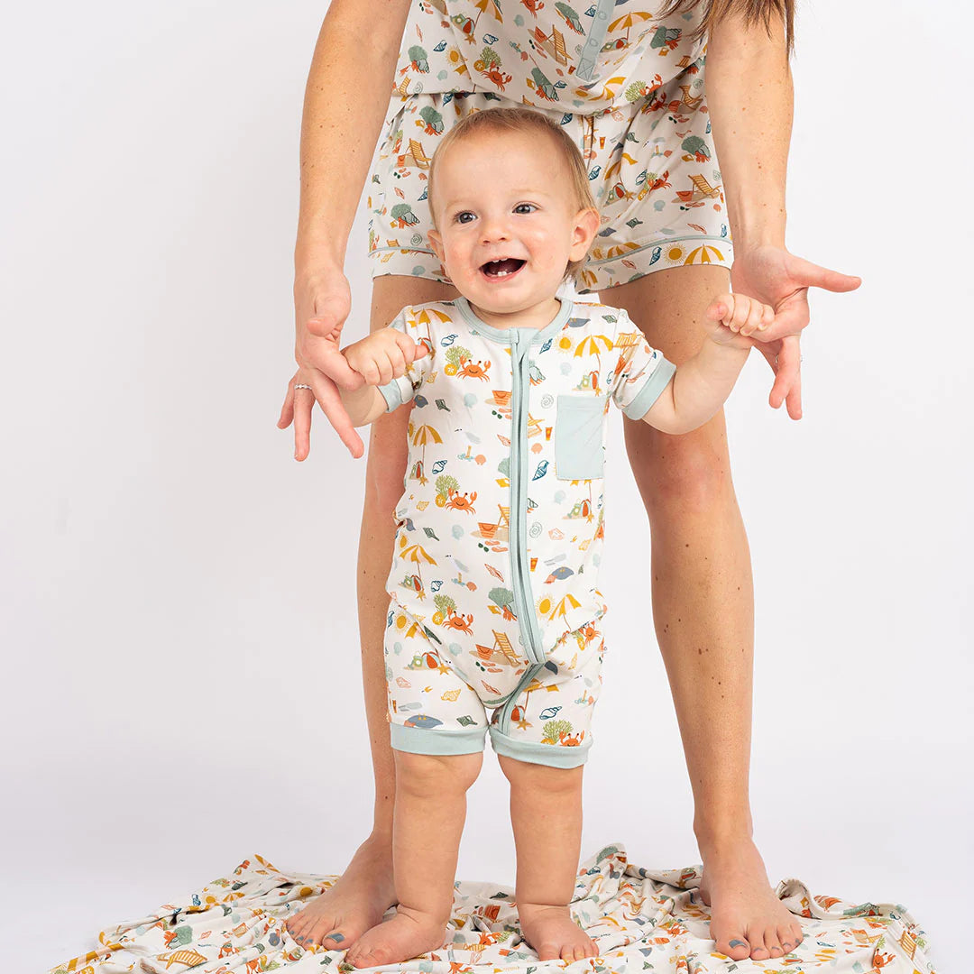 Beach Day Bamboo Baby Shortie Romper