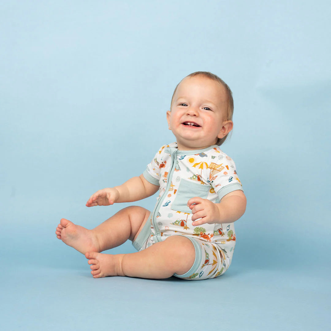 Beach Day Bamboo Baby Shortie Romper