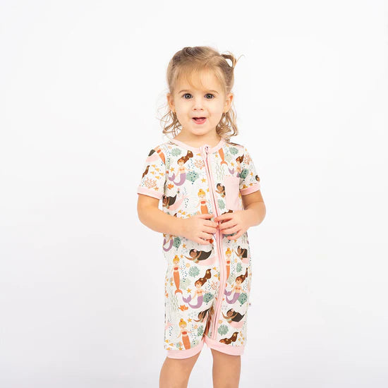 Making Waves Mermaids Bamboo Baby Shortie Romper
