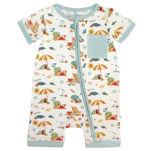Beach Day Bamboo Baby Shortie Romper