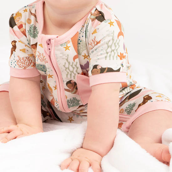Making Waves Mermaids Bamboo Baby Shortie Romper