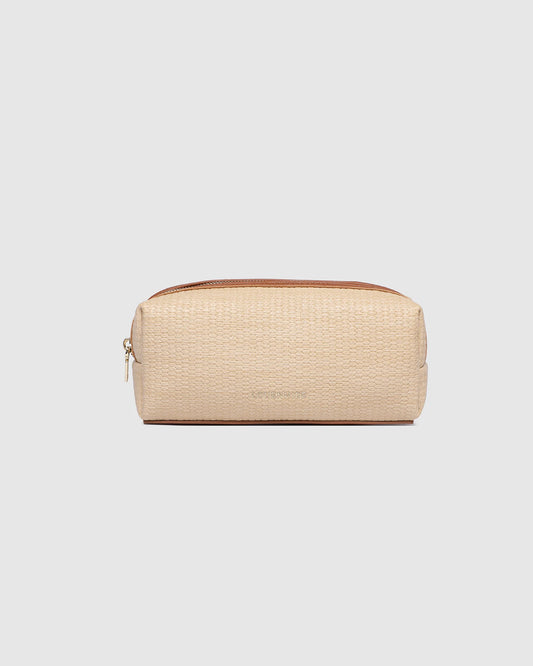 Brianna Makeup Bag with Brushes - Natural Tan
