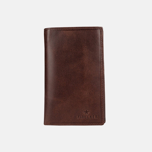 Brown Leather Long Bifold Coat Wallet