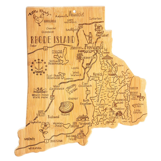 Rhode Island State Shaped Bamboo Serving and Cutting Board