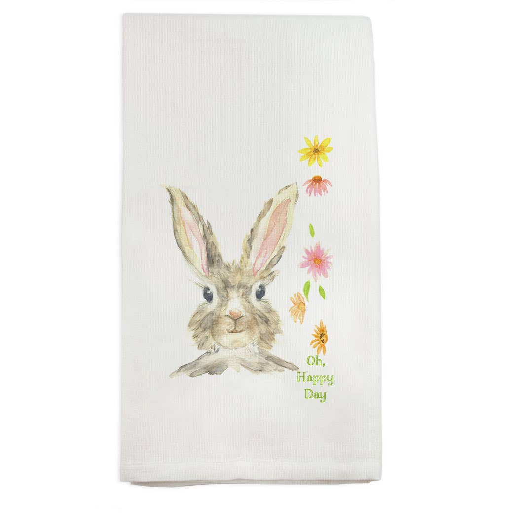 Oh Happy Day Easter Bunny Dish Towel