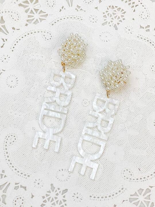 Pearl Post 'Bride' Acrylic Dangle Earrings