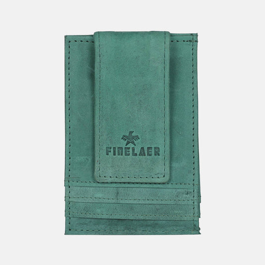 Finelaer Leather Front pocket Wallet With Money Clip