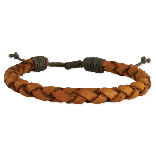 Vintage Brown Leather Braided Men's Bracelet