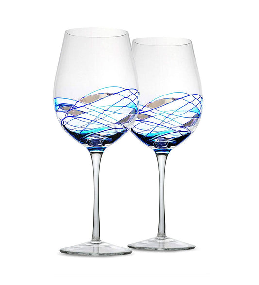 Wine Glass With Blue Mosaic Design (one glass)