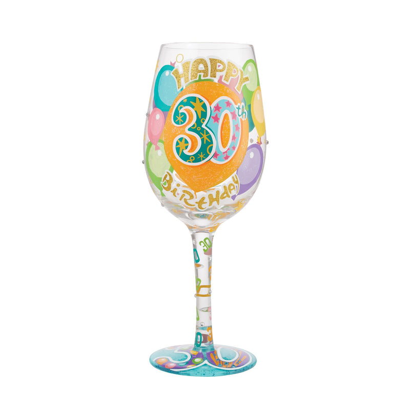 Happy 30th Birthday Hand Painted Wine Glass