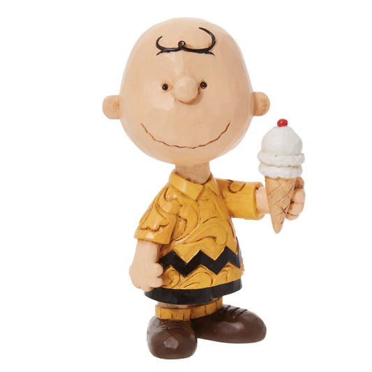 Jim Shore Peanuts Mini Charlie Brown With Ice Cream Cone Figurine, 3.25"