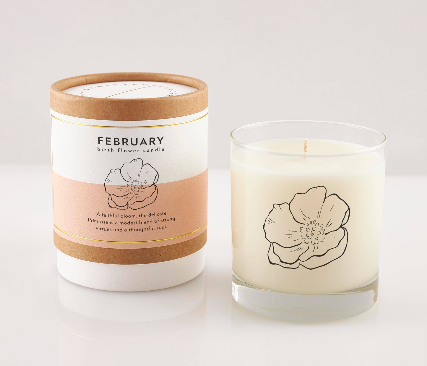 February Birth Flower Soy Candle in Reusable Rocks Glass