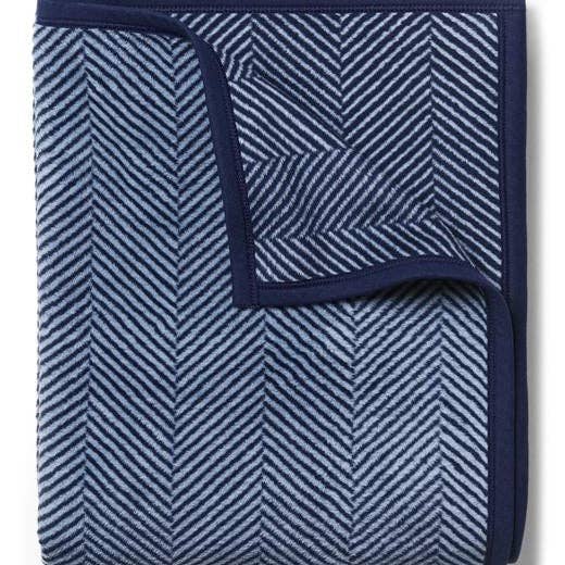 Harborview Herringbone Navy Blue Blanket