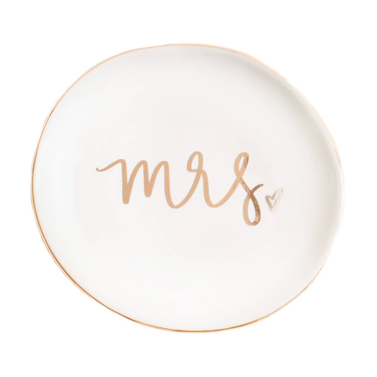 Mrs. Jewelry Dish - White and Gold Foil - 4x4"