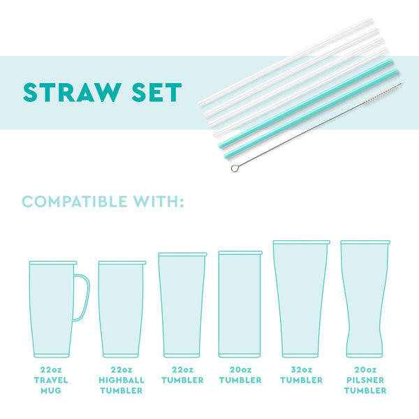 Candy Cane & Snowflake Reusable Straw Set