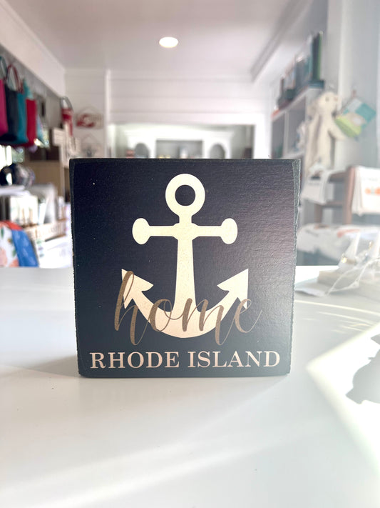 Wooden Block Rhode Island home anchor