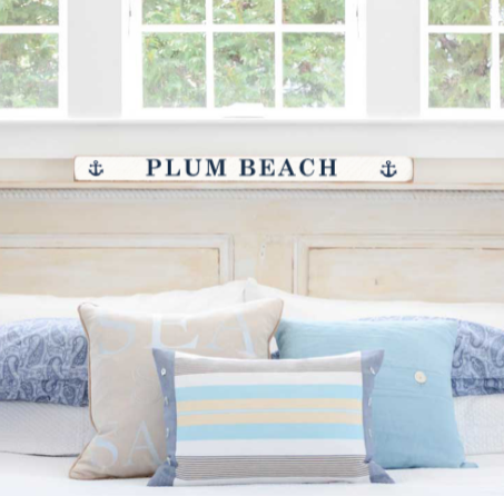 Plum Beach Wooden Sign with Anchors